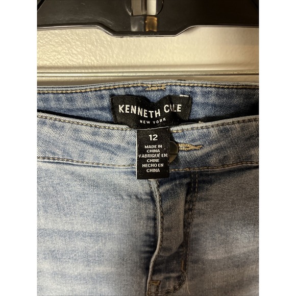 Kenneth‎ Cole Womens Jess Skinny Jeans Size 12 Blue Denim Cotton Distressed - Picture 3 of 8